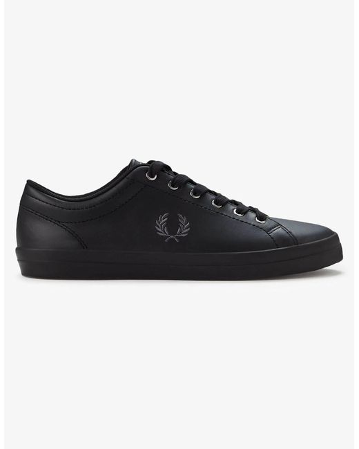 Fred Perry Black Baseline Leather Trainers for men