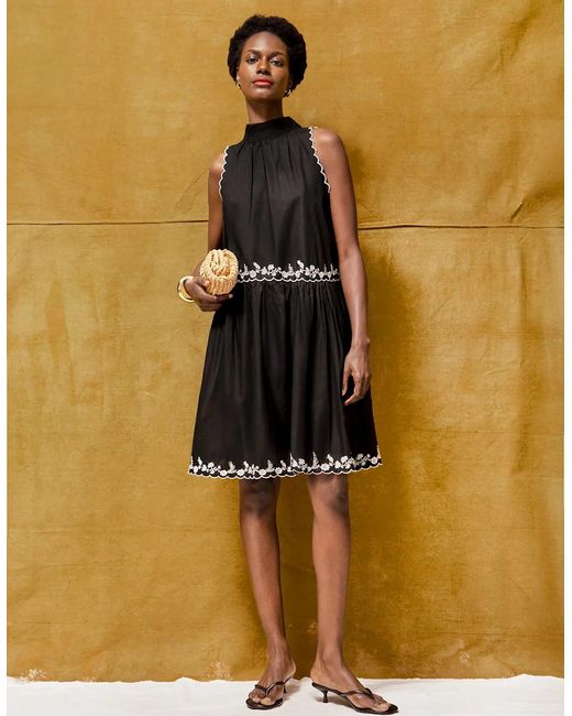 Ro&zo Black Embroidered Scallop Short Dress
