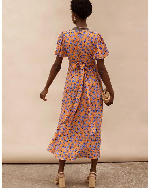 Ro&zo Natural And Floral Puff Sleeve Dress