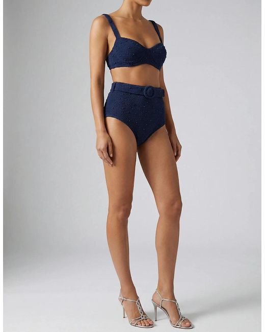 Oceanus Blue Heidi Hand Beaded Bikini Top
