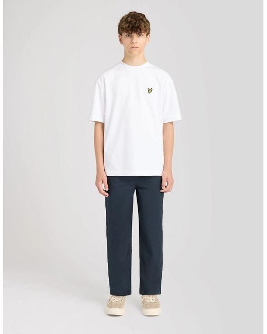 Lyle & Scott White Straight Leg Cotton Trousers for men