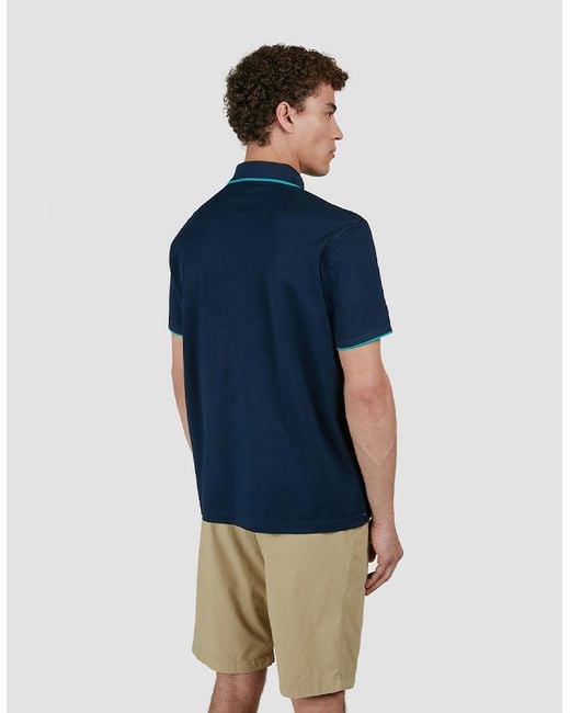Paul & Shark Blue Embroidered Fin Double Piqué Cotton Polo Shirt for men