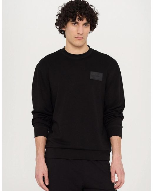 EA7 Black Rectangular Logo Sweatshirt for men