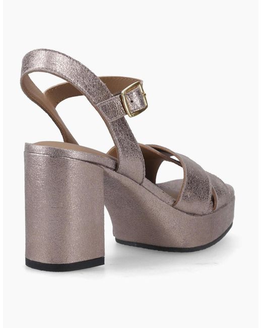 Hush Puppies Natural Ophelia Leather Heel Suede Pewter Slim Fit Heels