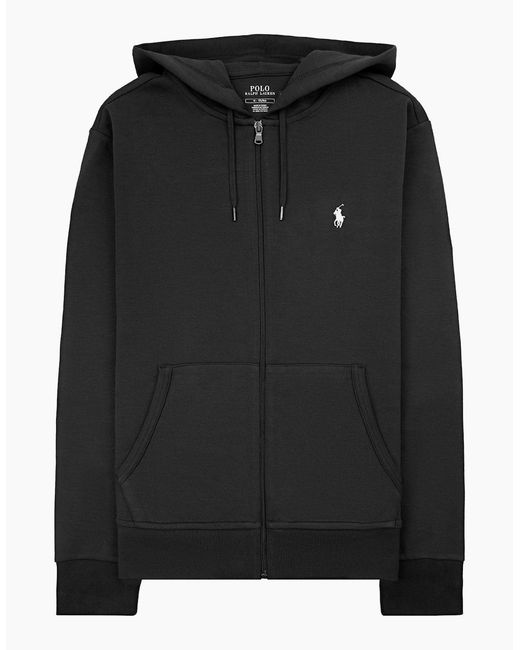 Polo Ralph Lauren Black Double Knit Full Zip Hoodie for men
