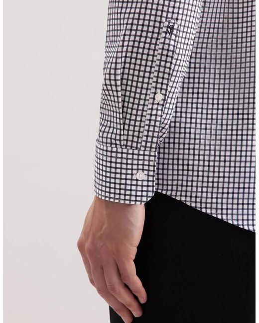 Seidensticker Gray Regular Fit No Iron Covered Button Down Check Business Shirt Dark for men