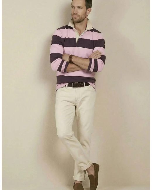 Fynch-Hatton Purple Striped Rugby Shirt Aubergine for men