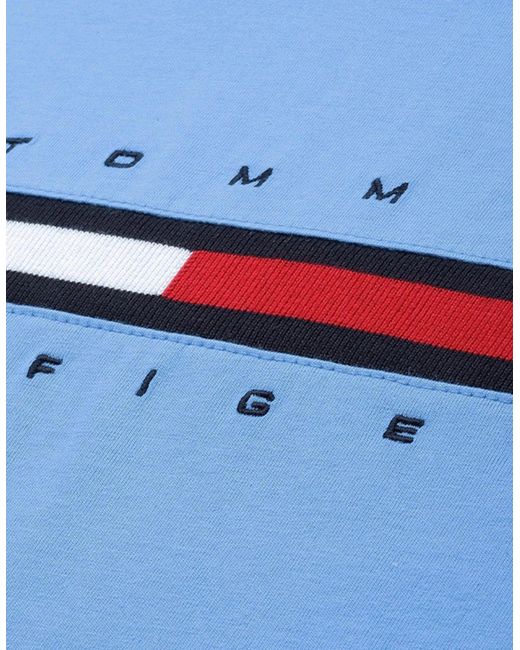 Tommy Hilfiger Blue T Shirts Crew Neck Signature Stripe Summer Cotton Tino Tee for men