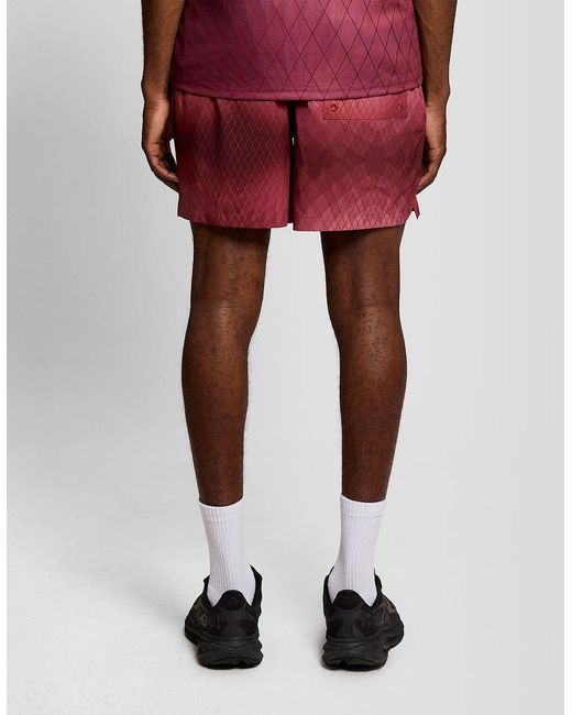 Lyle & Scott Red Monogram Geometric Swim Shorts for men