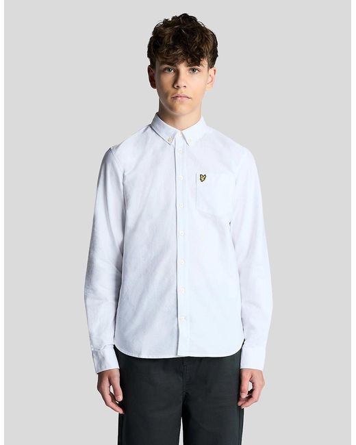 Lyle & Scott White Cotton Button Down Oxford Shirt for men