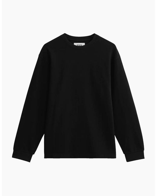Wax London Black Hayden Textured Long Sleeve T-Shirt