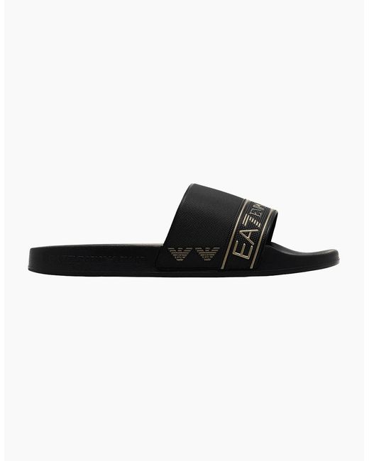 EA7 Black Tape Logo/ Slider for men