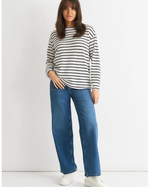 Gini London Gray Mono Stripe Oversized Knit Jumper
