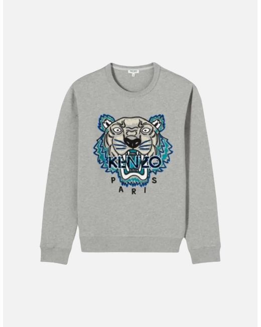 KENZO Gray Sweat Sweatshirts Crew Neck Long Sleeve Pullover Winter Casual Jumper for men