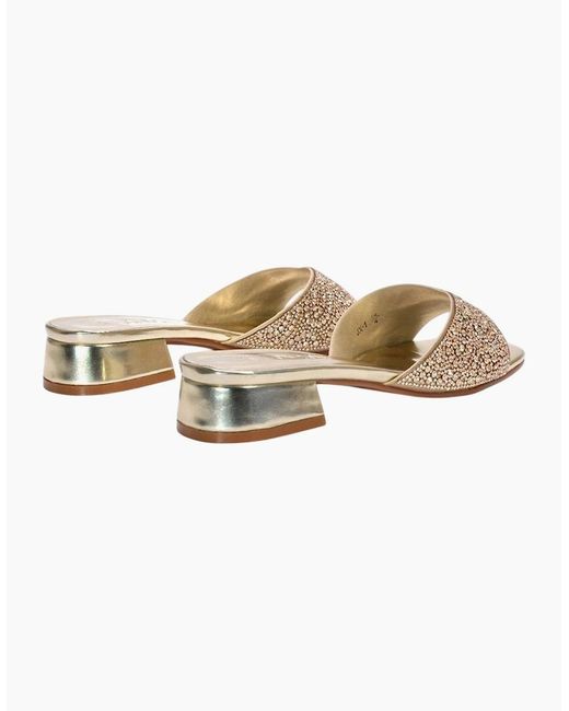 XY London Ladies Erica Metallic Low Block Heel Mule Sandals