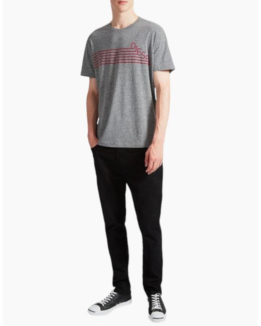 DIESEL Gray T Joe Qf T Shirt Short Sleeve Crew Neck Casual Summer Cotton Tees for men