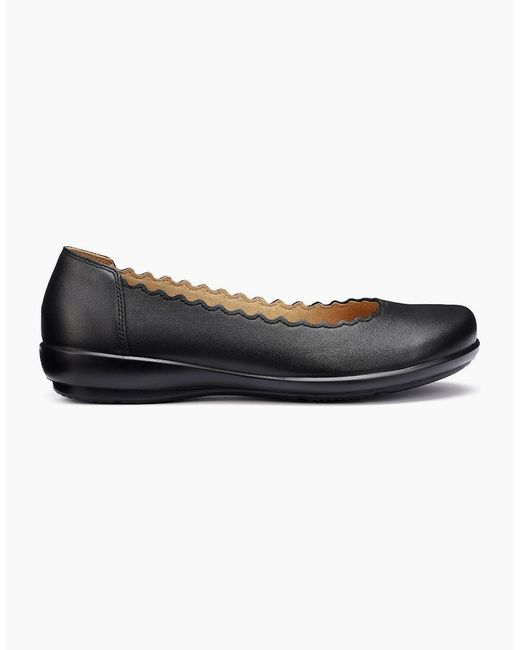 Hotter Black Eider Wide Ballet Pumps