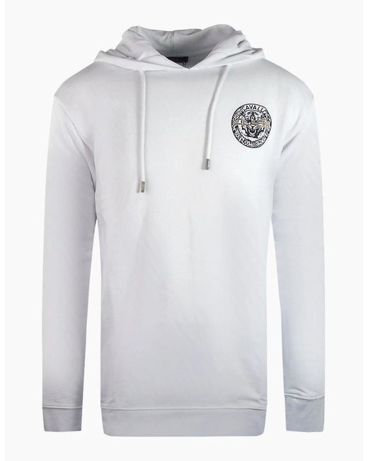 Roberto Cavalli White Cavalli Class Large Circle Design Hoodie for men