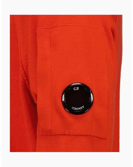 C P Company Red Sea Island Knitted Lens Jumper for men