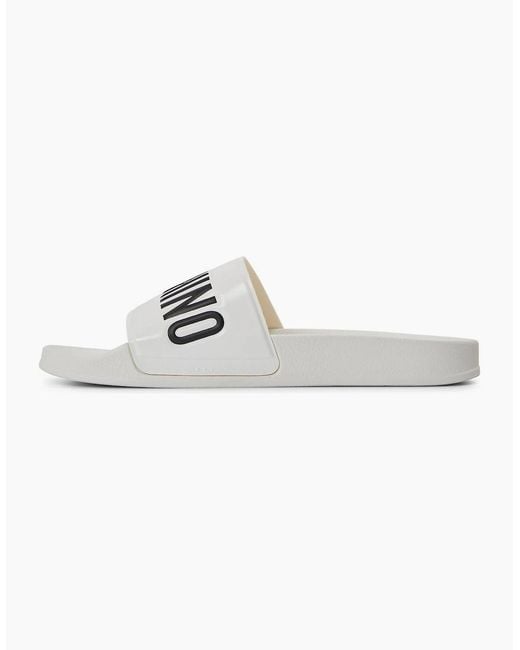 Moschino White Slider Slippers for men