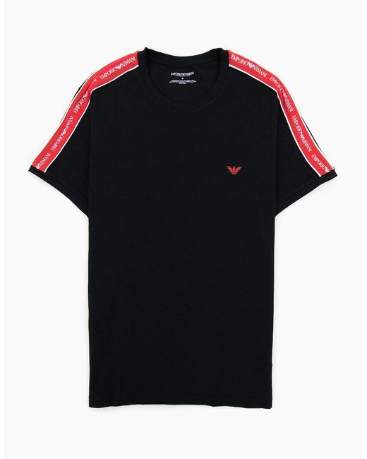 Emporio Armani Black Core Logo Band Regular Fit T Shirt for men