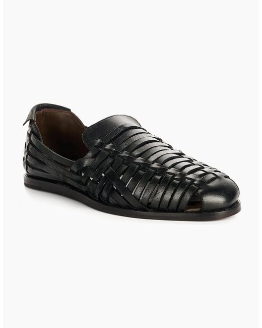 Hudson Black Fornell Leather Weave Sandals for men