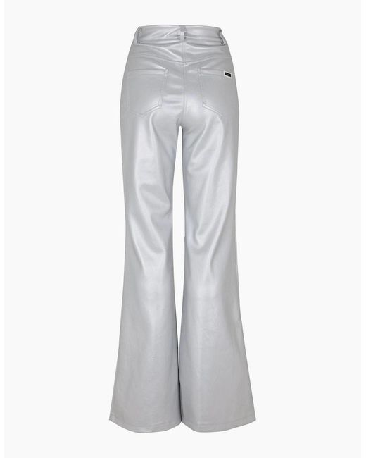 Amy Lynn Gray Lupe Metal Badge Solid Patterned Flared Trousers