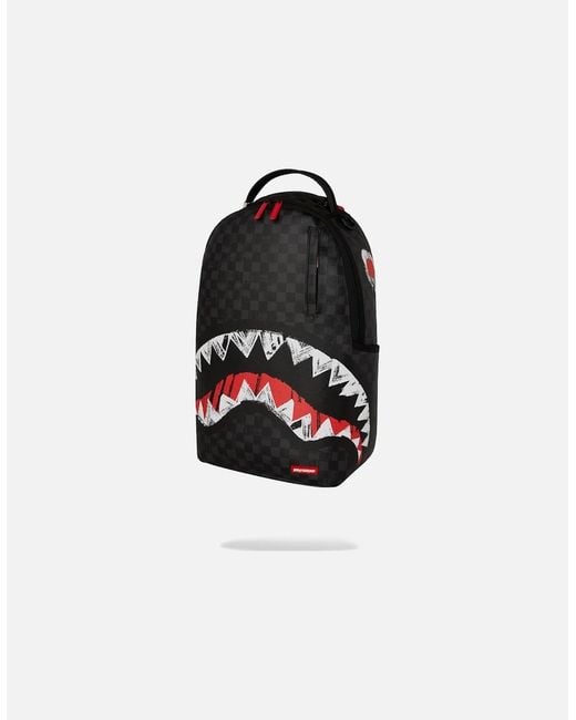 Sprayground Black Scribble Shark Check Backpack