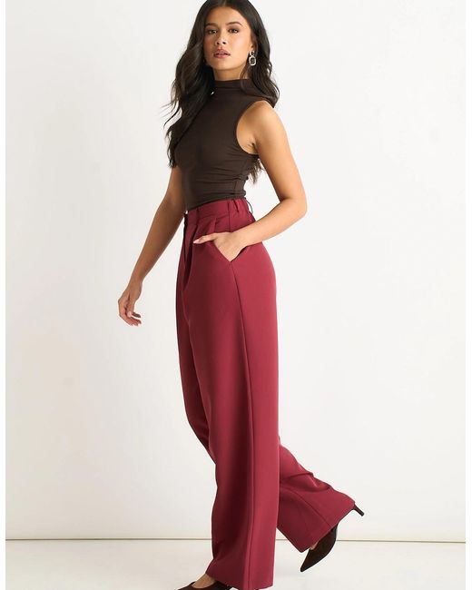 Gini London Red Rust Wide Leg Pleat Tailoring Trouser