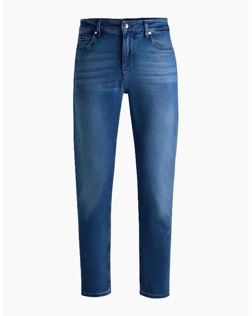 Boss Blue Mid Rise Slim Fit Five Pocket Jeans for men