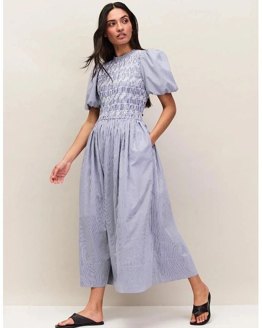 Ro&zo Purple Stripe Shirred Bodice Dress