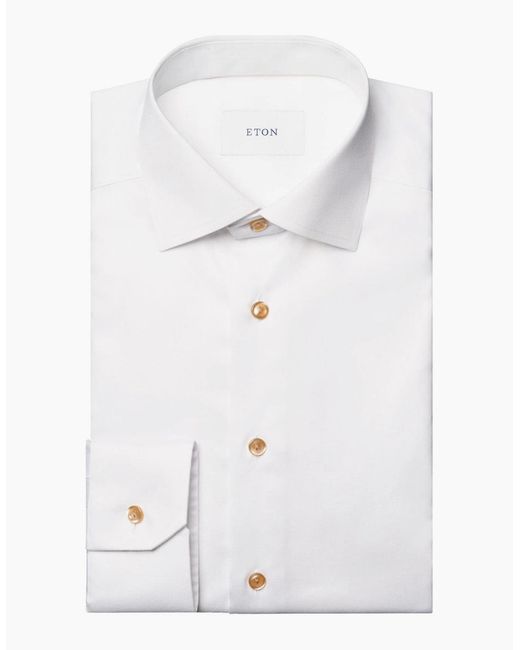 Eton of Sweden White Contemporary Fit Signature Twill Effect Shirt 00 for men