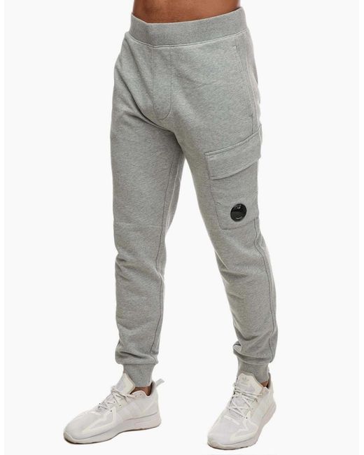 C P Company Gray Diagonal Raised Fleece Cargo Sweatpants for men