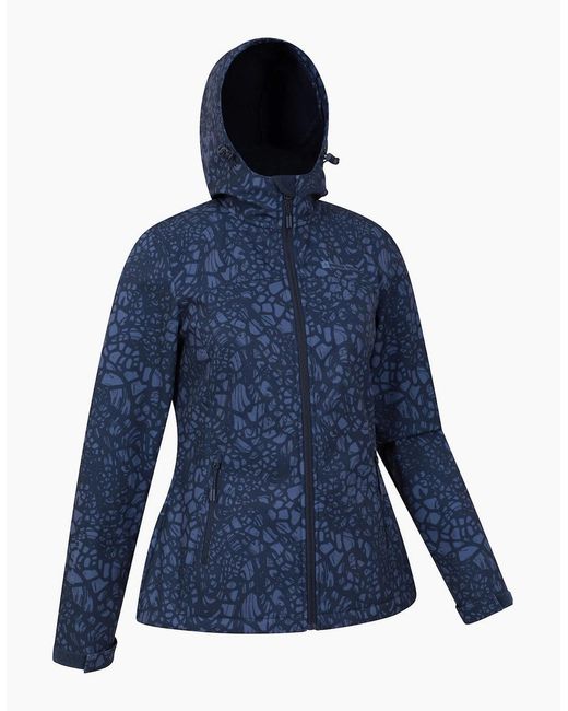 Mountain Warehouse Blue Ladies Exodus Abstract Water Resistant Soft Shell Jacket