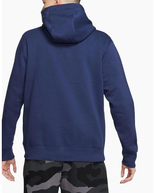 Nike Blue Bv2654 Hoodies Club Fleece Sportswear Pullover Long Sleeve Winter Top for men