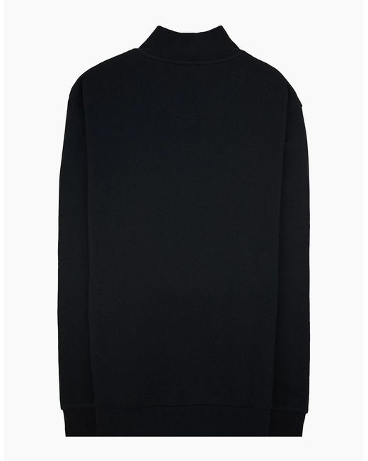 Aquascutum Black Cc Shoulder Fz Fleece Funnel Neck 16 for men