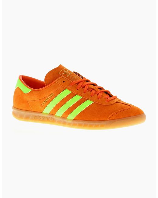 Adidas Originals Orange Trainers Hamburg W Leather Lace Up Uk Size
