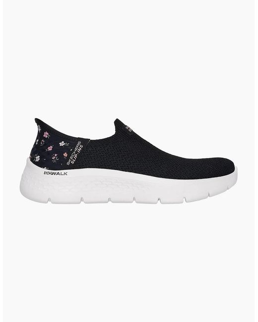 Skechers Go Walk Black Skechers /Ladies Go Walk Flex Floral Flexible Slip-In Trainers
