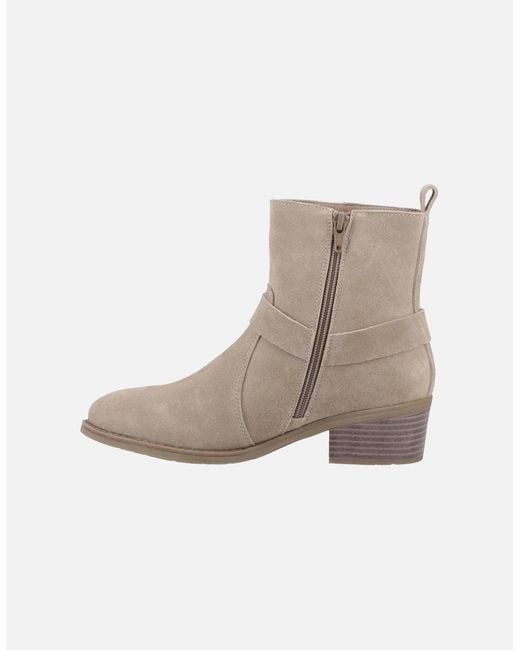 Hush Puppies Natural Iria Suede Taupe Heeled Ankle Boots