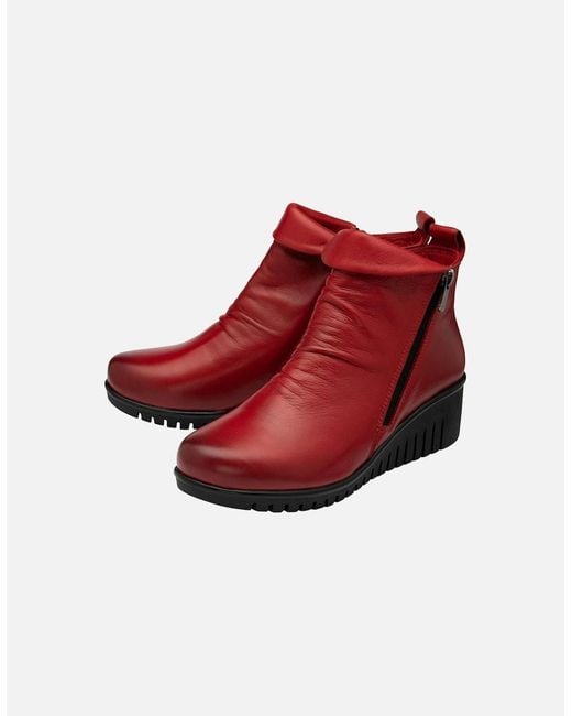 Lotus Red Cordelia Wedge Ankle Boots