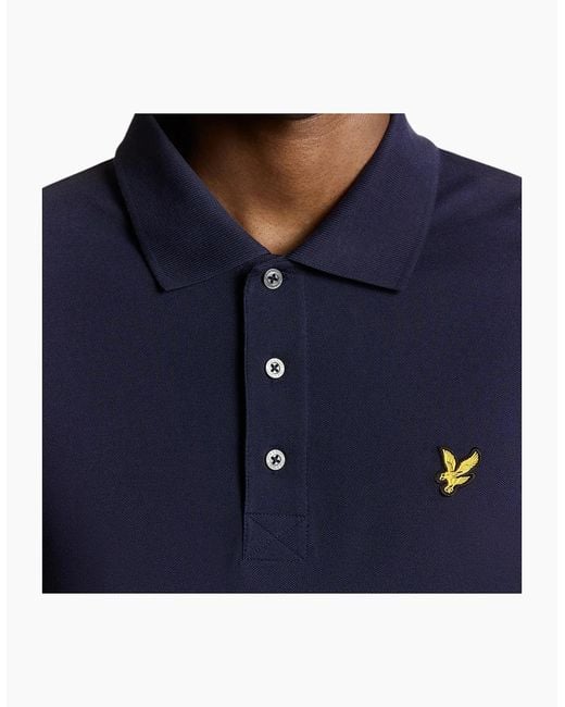 Lyle & Scott Blue Polo Shirt Lp400Vog Long Sleeve Summer Casual Cotton Tee for men