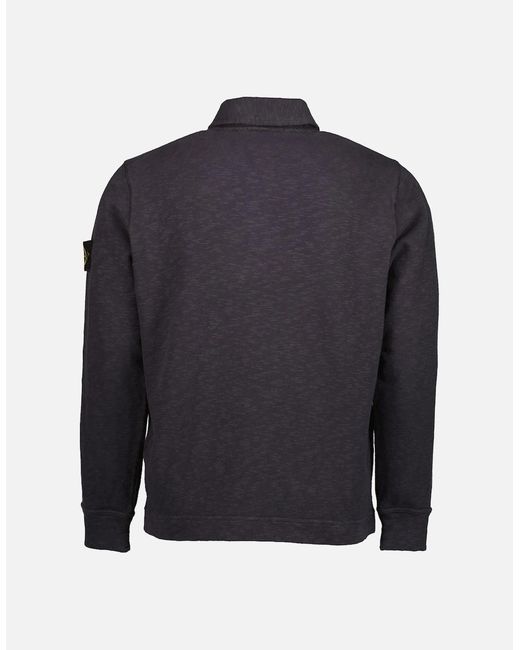 Stone Island Blue Vanisé Brushed Heavy Cotton Jersey Polo Sweatshirt for men