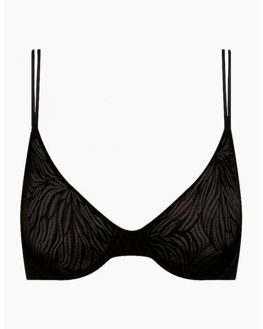 Calvin Klein Black Sheer Marquisette Starburst Lace Demi Bra