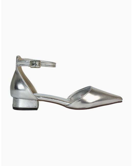 XY London Ladies Jenny Metallic Low Heel Court Shoes