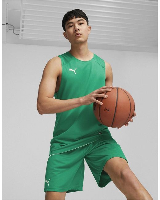 PUMA Green Hoops Team Reverse Practice Performance Basketball Jersey for men