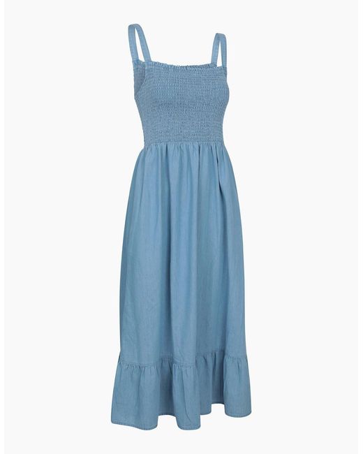 Mountain Warehouse Blue Ladies Marbella Strappy Shirred Midi Dress