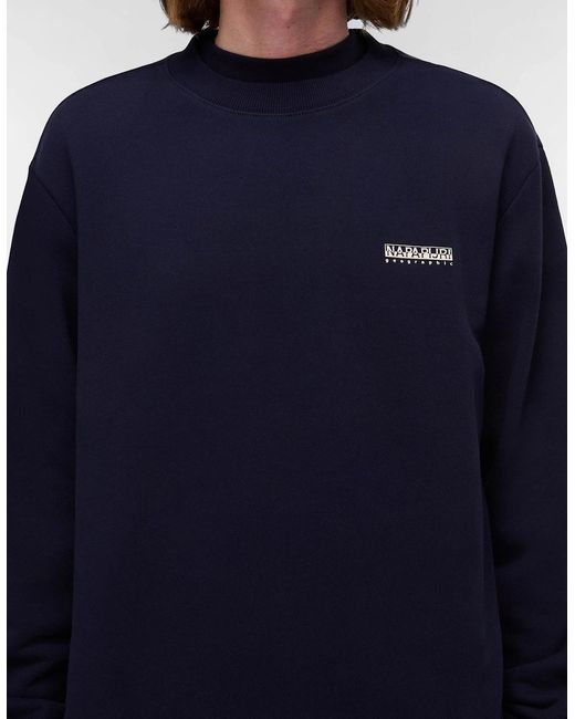 Napapijri Blue Small Box Crew Neck Sweatshirt for men