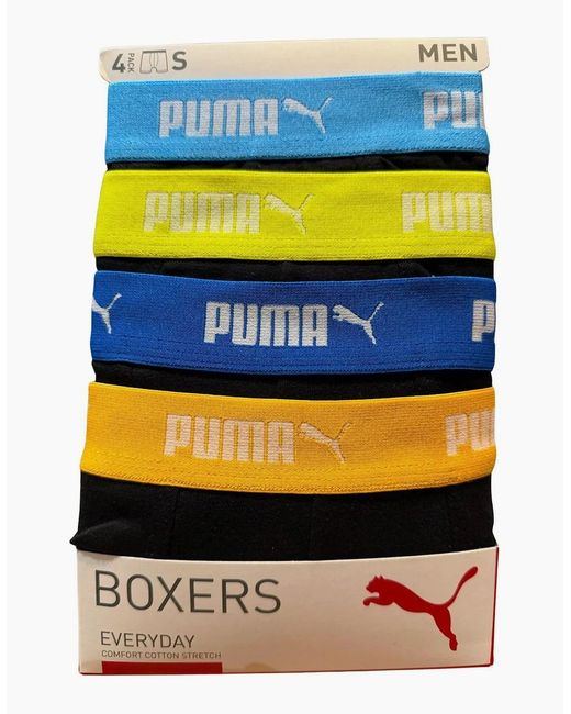 PUMA Black 4-Pack Everyday Boxer Briefs, W/ Waistbands for men