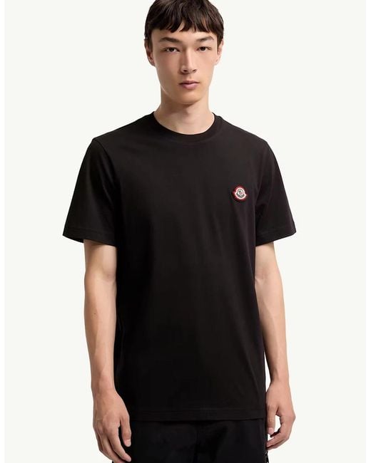 Moncler Black Branded Cotton T Shirt for men