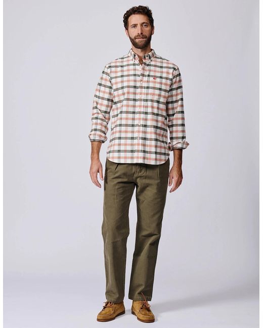 aubi Gray Merton Brushed Oxford Button Down Shirt for men